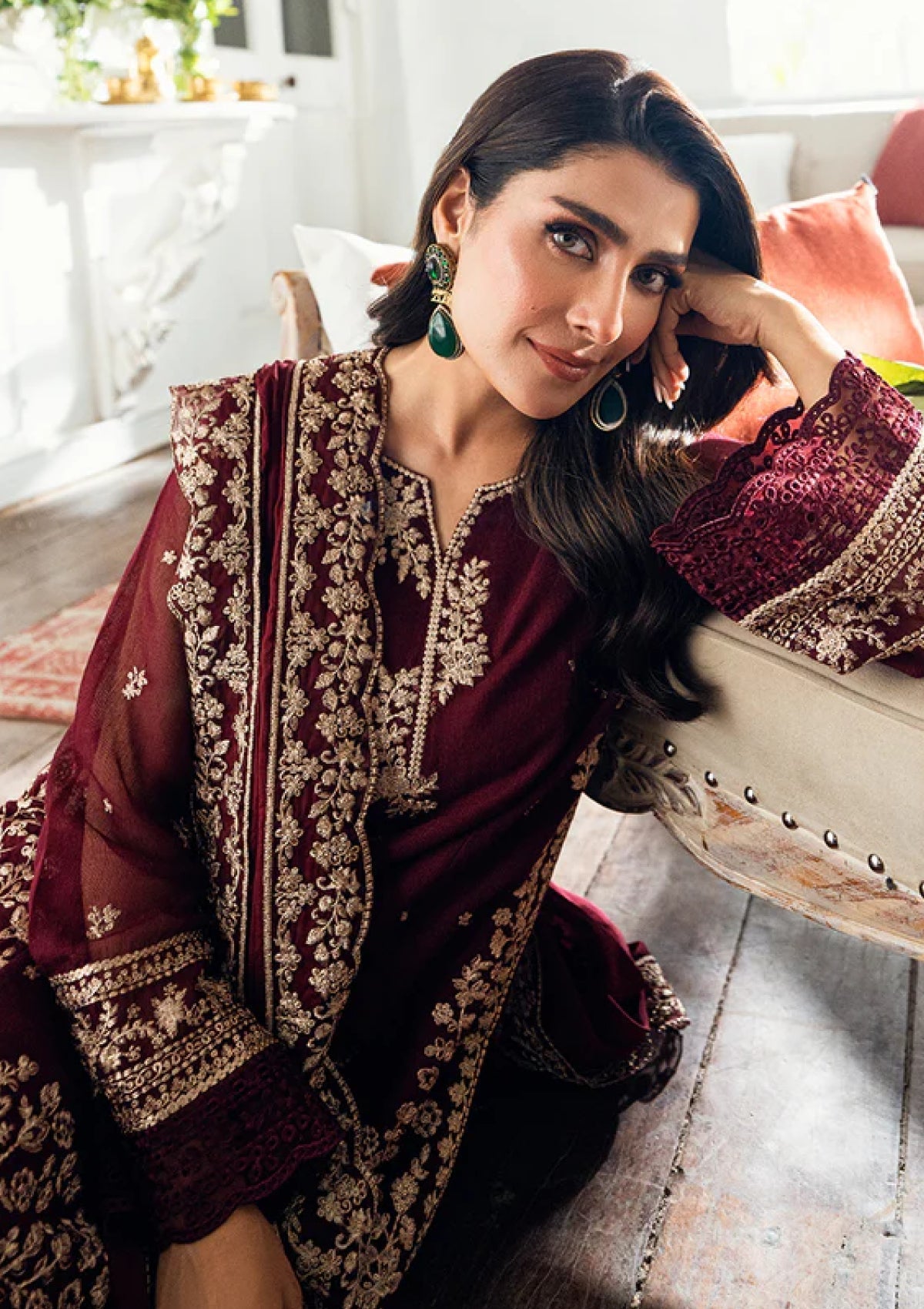 Dhanak-3PC Embroidered Shirt with Dhanak Embroidered Dupatta - 3524