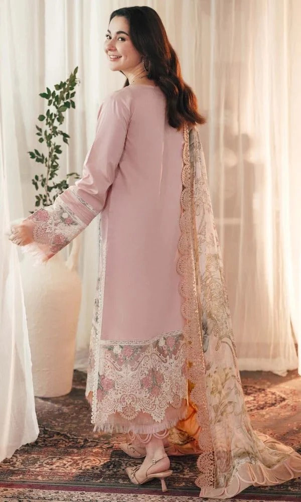 Dhanak-3PC Embroidered Shirt with Digital Printed Wool Shawl - 3402