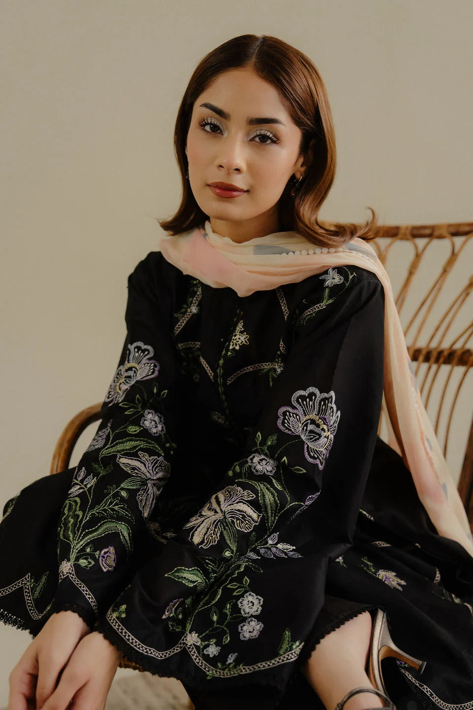 Lawn-3PC Embroidered Shirt with Digital Printed Jacquard Dupatta-1384