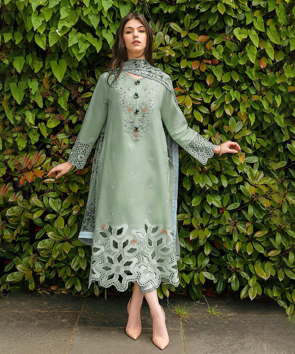 Lawn-3PC Embroidered Shirt with Digital Printed Jacquard Dupatta- 1191