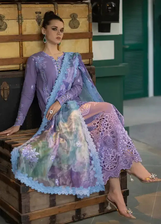 Lawn-3PC Embroidered Shirt with Digital Printed Jacquard Dupatta - 1329