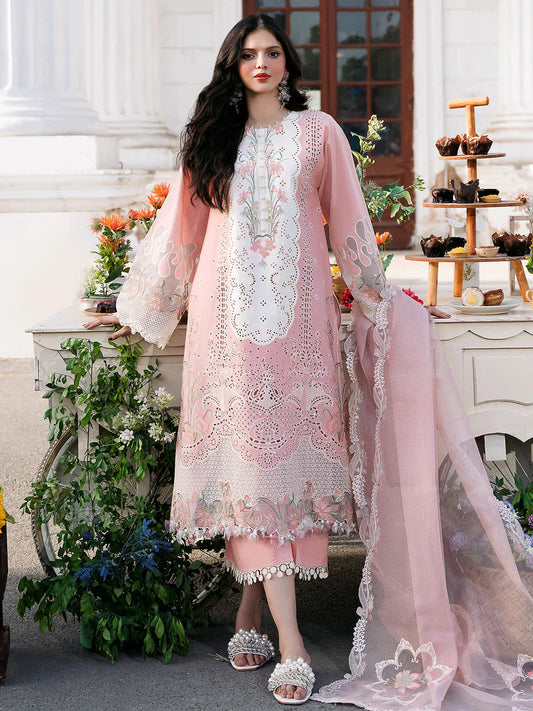 Lawn-3PC Embroidered Shirt with Organza Embroidered Dupatta-1322
