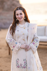 3PC LAWN EMBROIDERED SHIRT WITH ORGANZA CUTWORK EMBROIDERED DUPATTA AND TROUSER - HZG1626