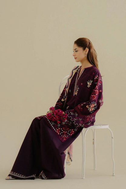 Lawn-3PC Embroidered Shirt with Digital Printed Jacquard Dupatta-1406