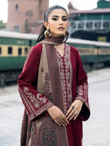 PC Embroidered With Digital Printed Wool Shawl-258