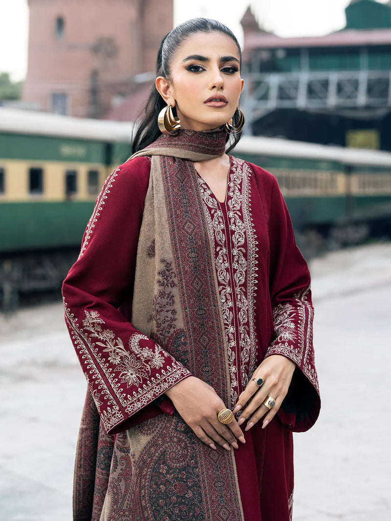 PC Embroidered With Digital Printed Wool Shawl-258