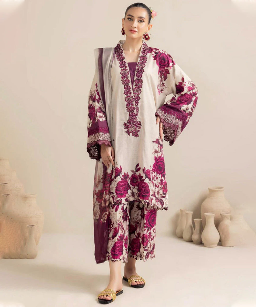 3PC KARANDI PRINTED SHIRT WITH KARANDI PRINTED DUAPTTA AND TROUSER -1706