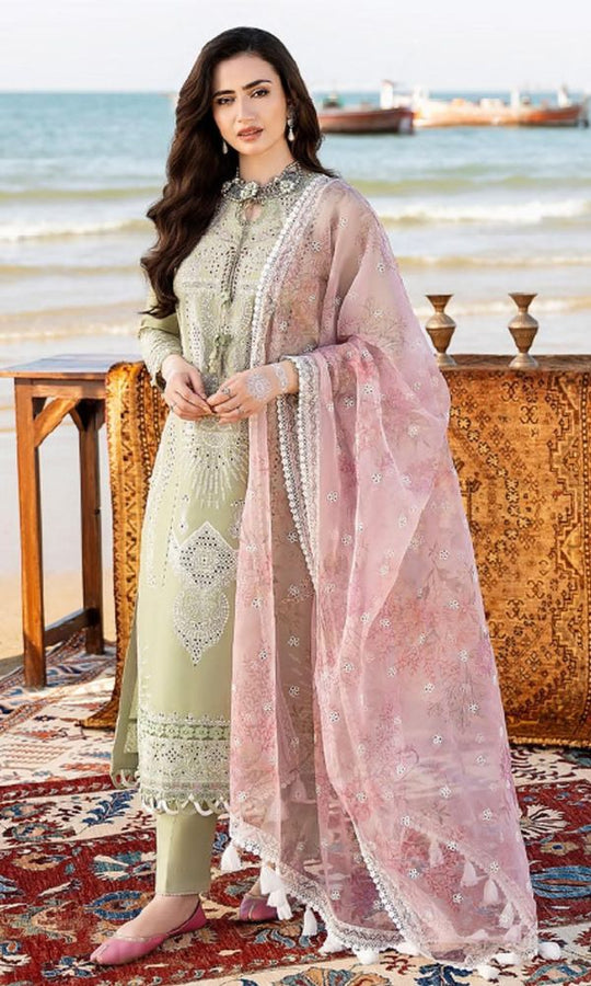 3PC Lawn Chikankari Embroidered With Printed Dupatta-413