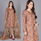 3PC Lawn  Embroidered With Chiffon Embroidered Dupatta-417