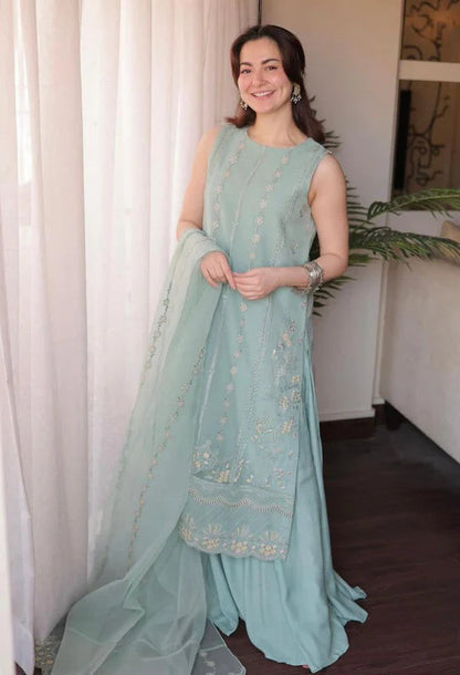 3PC Lwan  Embroidered With Organza Embroidered Dupatta-400