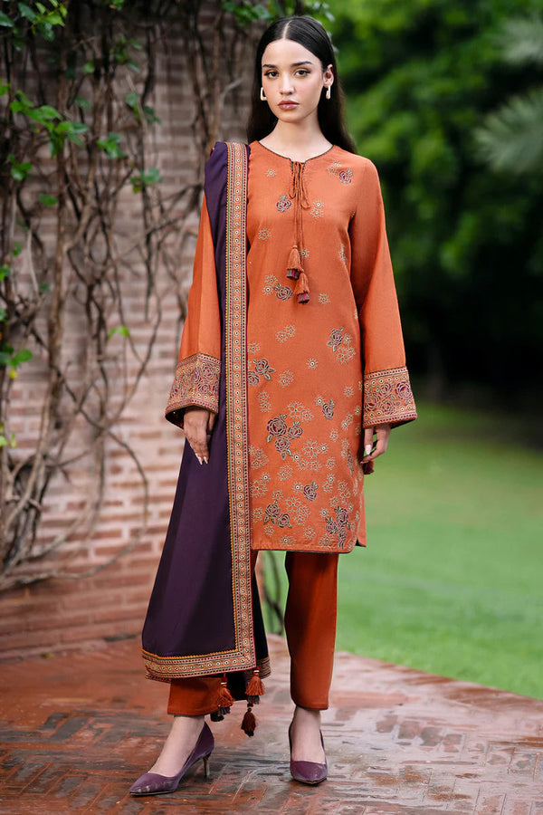 3PC Dhanak Embroidered Shirt With Printed Dupatta-221