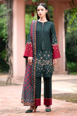 3PC Dhanak Embroidered Shirt With Printed Dupatta-679