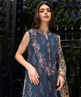 Dhanak 3PC Embroidered With Digital Printed Wool Shawl-682