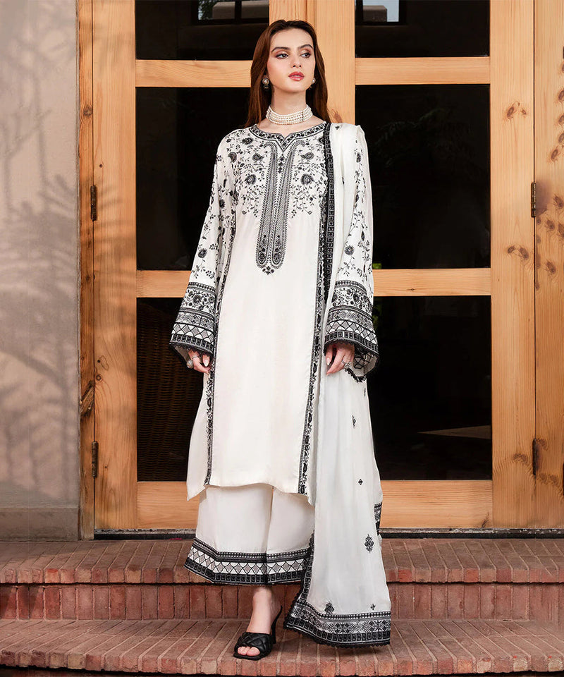 Dhanak 3PC Embroidered With Dhanak Embroidered Shawl-261