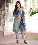 Dhanak 3PC Embroidered With Digital Printed Wool Shawl-284