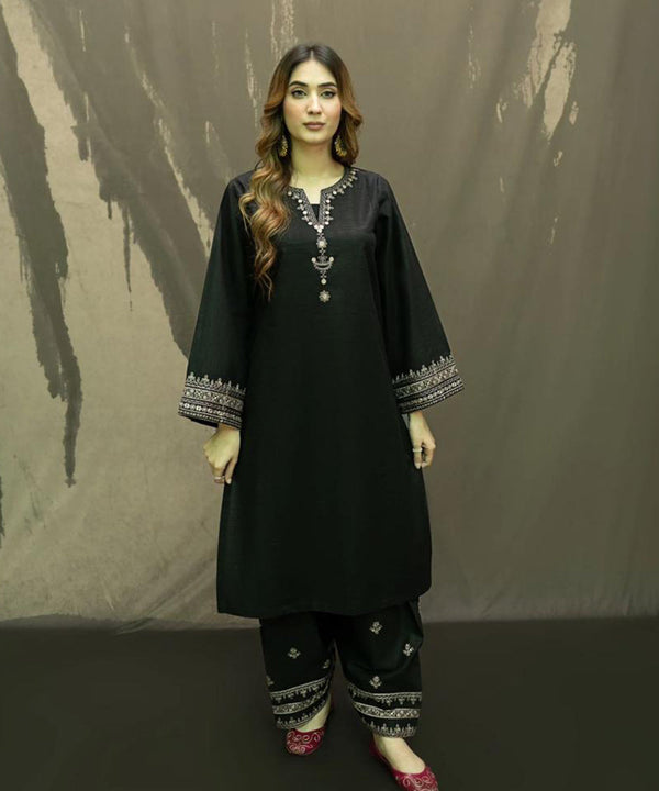 2PC DHANAK EMBROIDERED SHIRT WITH DHANAK EMBROIDERED TROUSER - 687