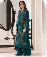 3PC DHANAK EMBROIDERED SHIRT WITH TWILL PRINTED SHAWL AND TROUSER-685