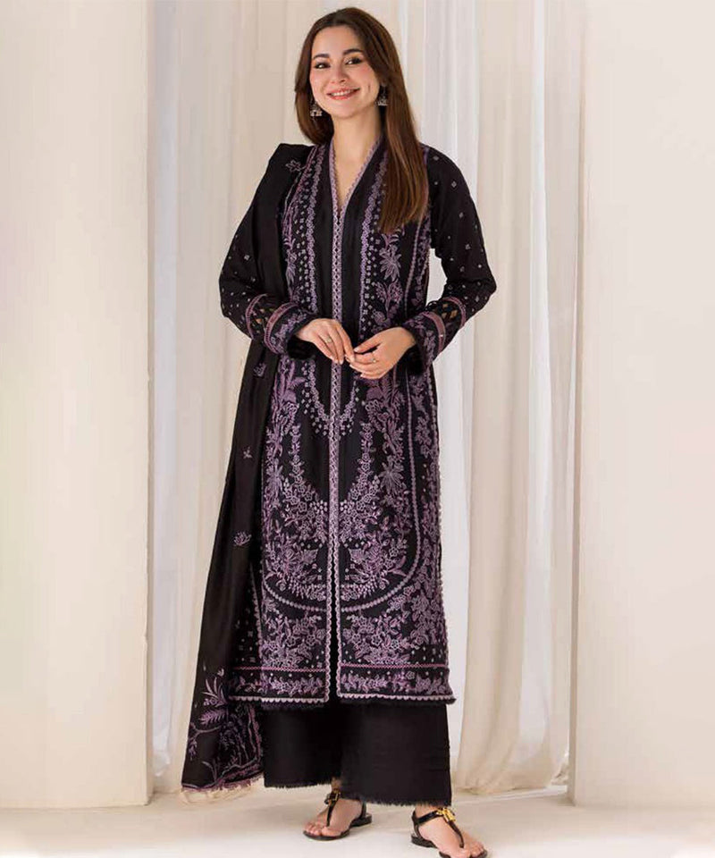 3PC DHANAK EMBROIDERED SHIRT WITH EMBROIDERED SHAWL AND TROUSER-689