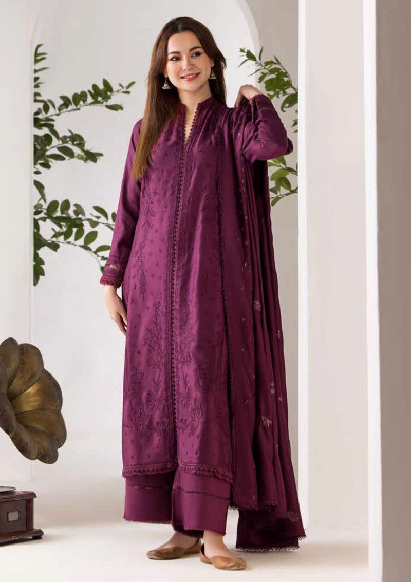 3PC DHANAK EMBROIDERED SHIRT WITH DHANAK EMBROIDERED SHAWL AND TROUSER-144