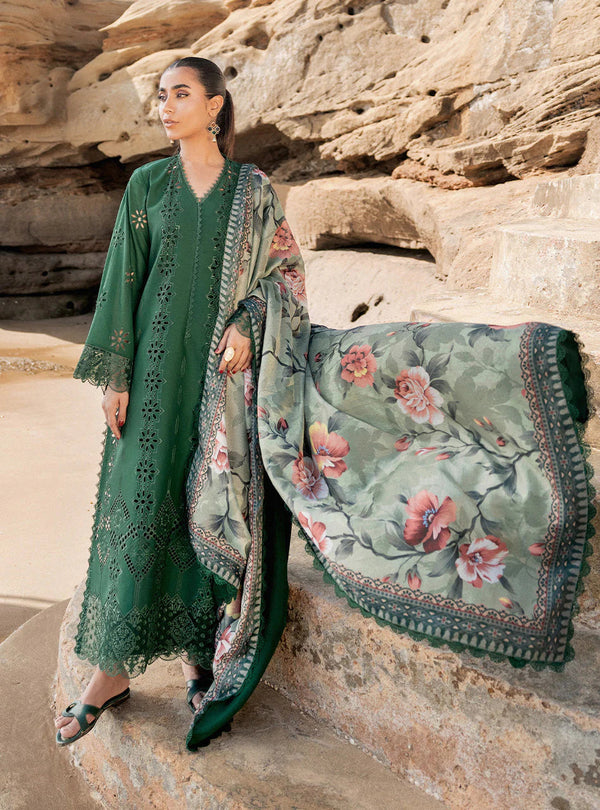 Luxury Lawn Chikankri Embroidered With Printed Dupatta-453