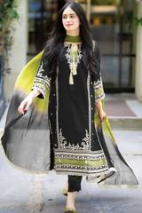 3PC LAWN EMBROIDERED SHIRT WITH TYE & DYE CHIFFON DUPATTA AND TROUSER - 437