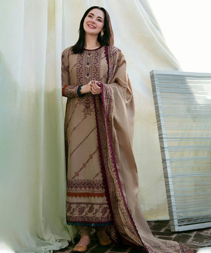 Dhanak-3PC Embroidered Shirt with Dhanak Embroidered Dupatta-3448