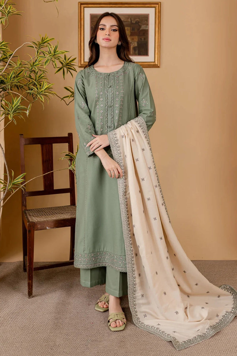 3PC Dhanak Embroidered With Dhanak Embroidered Dupatta-1318