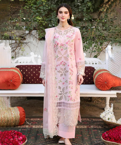 Lawn-3PC Embroidered Shirt with Organza Embroidered Dupatta- 1367