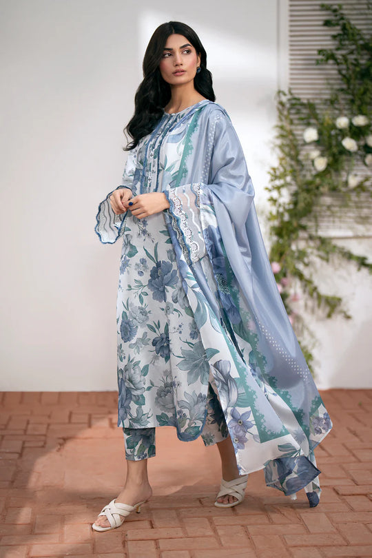 3PC Lawn Printed Shirt With Voile Printed Dupatta-789