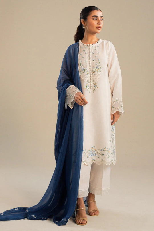 Lawn 3pc Embroidered Shirt With Chiffon Dupatta-483