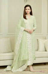 3PC LAWN HEAVY EMBROIDERED SHIRT WITH ORGANZA EMBROIDERED DUPATTA - 136