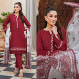 3PC LAWN EMBROIDERED SHIRT WITH ORGANZA PRINTED DUPATTA & TROUSER - -360