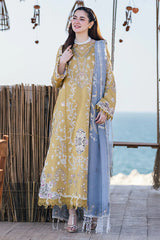 3PC Lawn  Chikenkari  Embroidered With Organza Embroidered Dupatta-450