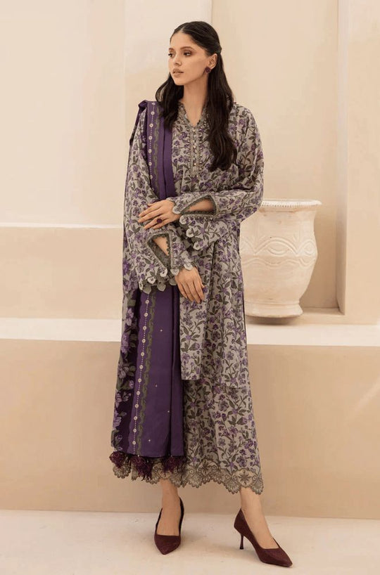 3PC LAWN SHIRT WITH  PRINTED DUPATTA AND TROUSER-768