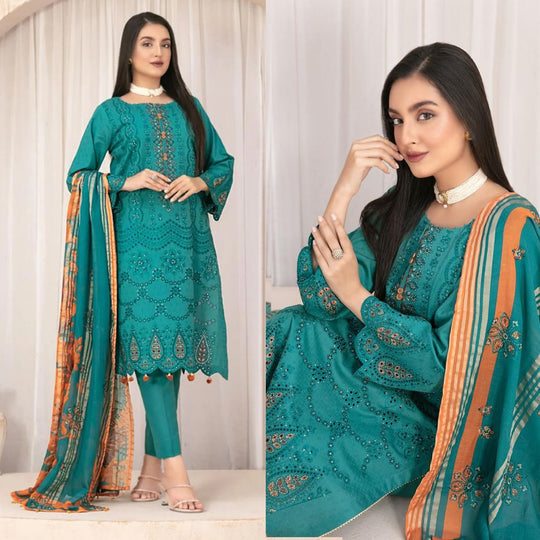3PC Lawn Embroidered With Printed Dupatta-440