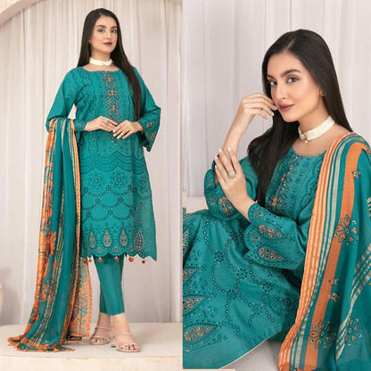 3PC Lawn Embroidered With Printed Dupatta-440