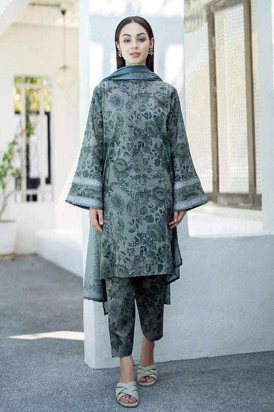 3PC Lawn Printed Shirt With Voile Printed Dupatta-781