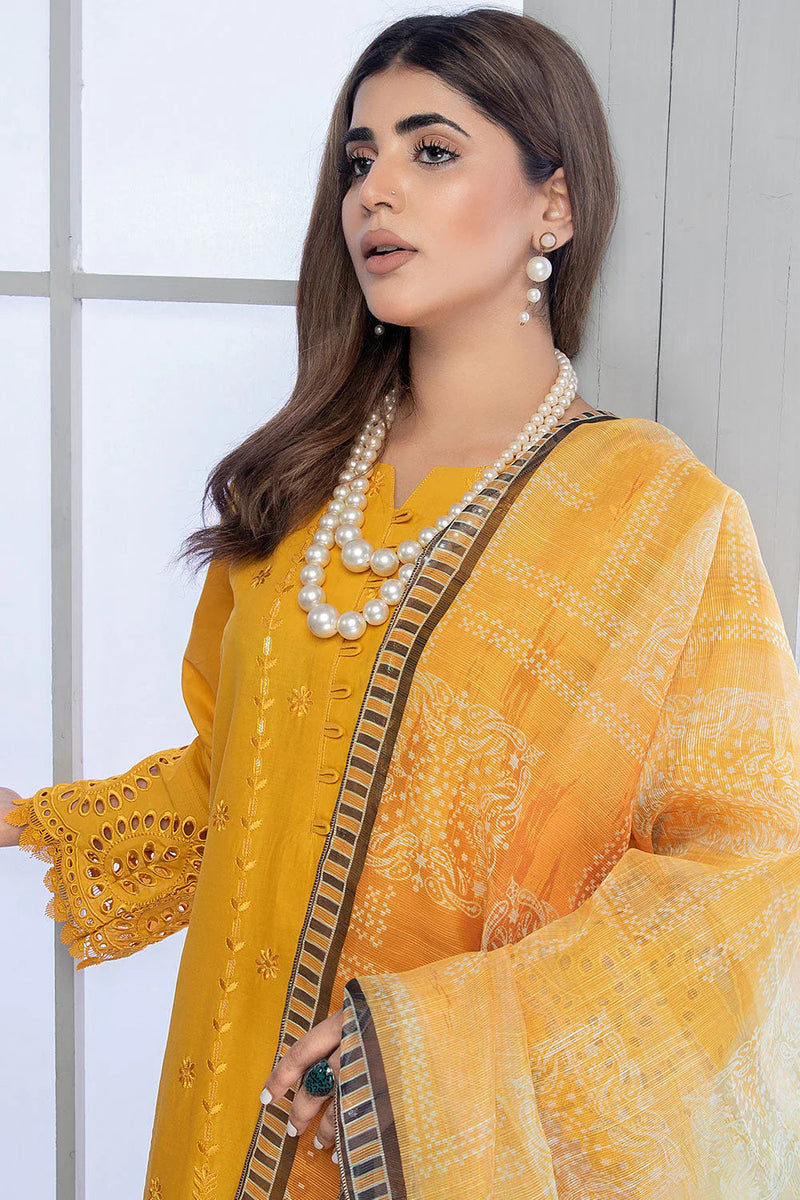 3PC Dhanak Embroidered Shirt With Digital Printed Shawl-2004