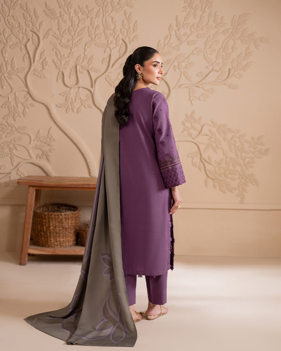 awn 3PC Embroidered Shirt with Digital printed Dupatta -1085