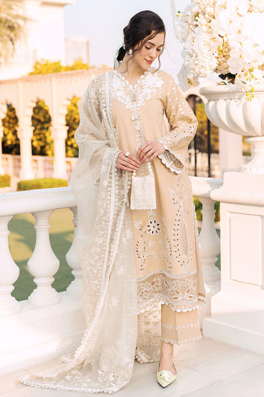 3PC Lawn Chekankari Embroidered With Organza Embroidered Dupatta-402