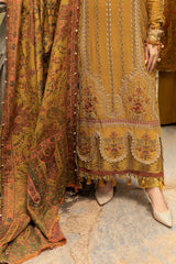 Dhanak 3PC Embroidered With Printed Pashmina Wool Shawl-116