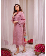 3PC LAWN EMBROIDERED SHIRT WITH CHIFON PRINTED DUPATTA AND TROUSER - 322