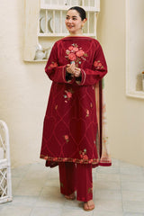 3PC LAWN EMBROIDERED SHIRT WITH DIAMOND PRINTED DUPATTA AND TROUSER -425