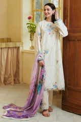 3PC LAWN EMBROIDERED SHIRT WITH DIAMOND PRINTED DUPATTA AND TROUSER - 431