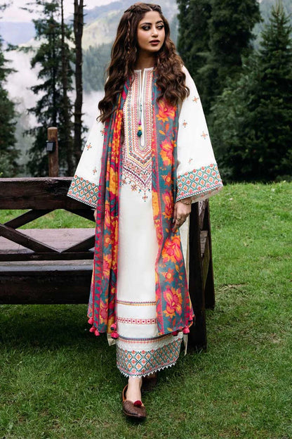 3PC Embroidered With Printed Wool Shawl-255
