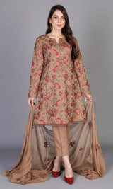 3PC Lawn  Embroidered With Chiffon Embroidered Dupatta-417