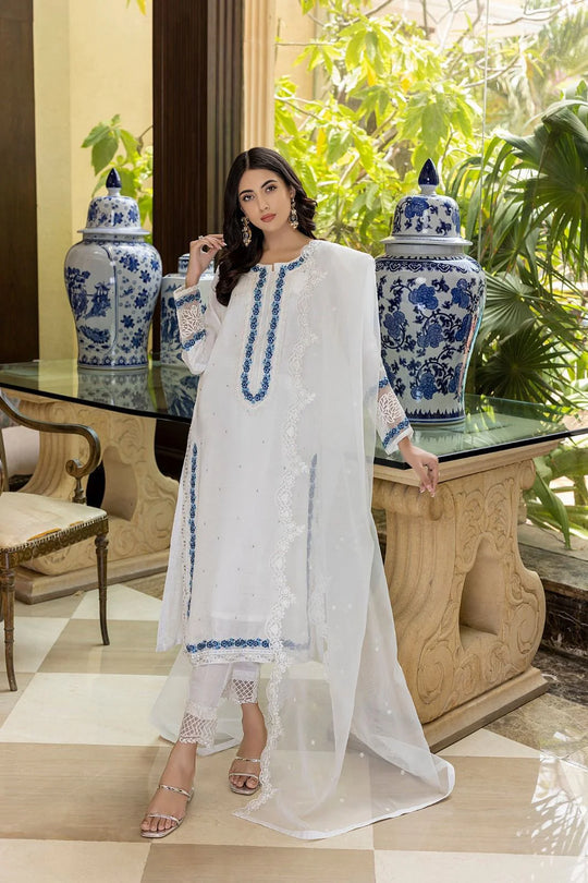 3PC Lawn  Embroidered With Organza Embroidered Dupatta-390