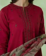 3PC Dhanak Embroidered Shirt With Organza Printed Dupatta-677