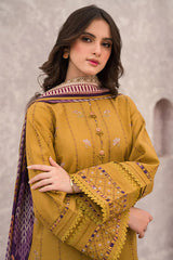 DHANAK 3PC EMBROIDERED WITH DIGITAL PRINTED WOOL SHAWL-665