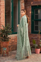 3PC LAWN SEQUENCE EMBROIDERED SHIRT WITH ORGANZA EMBROIDERED DUPATTA AND TROUSER - 389